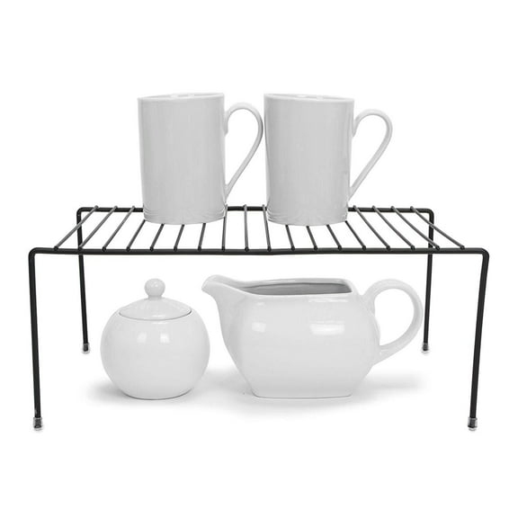 Smart Design Cabinet Storage Shelf Rack - Set of 6 - Medium - 8.5 x 13.25 Inch - Non-Slip Feet - Steel Metal Frame - Rust Resistant Coating - Cup, Dish, Counter & Pantry Organization - Kitchen - Black