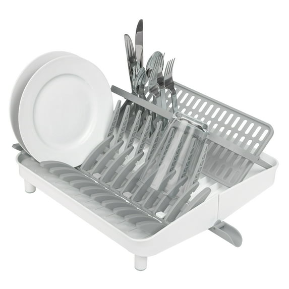 Smart Design Collapsible Dish Drainer Rack, 15.5" L x 14.5" W x 6.5" H, White