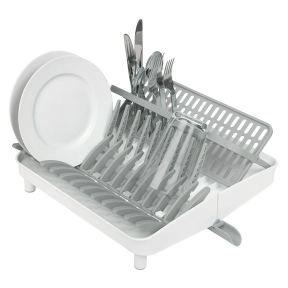 Smart Design Collapsible Dish Drainer Rack, 15.5" L x 14.5" W x 6.5" H, White