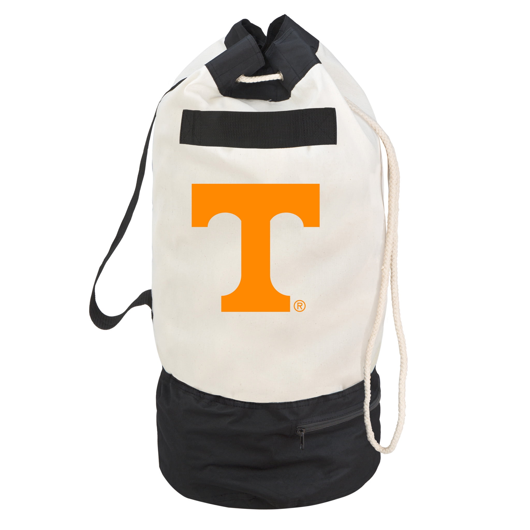 Smart Design Collegiate Heavy Duty Duffel Bag with 2 Compartments -15 x 30 inch - Canvas - Sports, Kids, and Laundry - White and Orange Colors - Tennessee Volunteers
