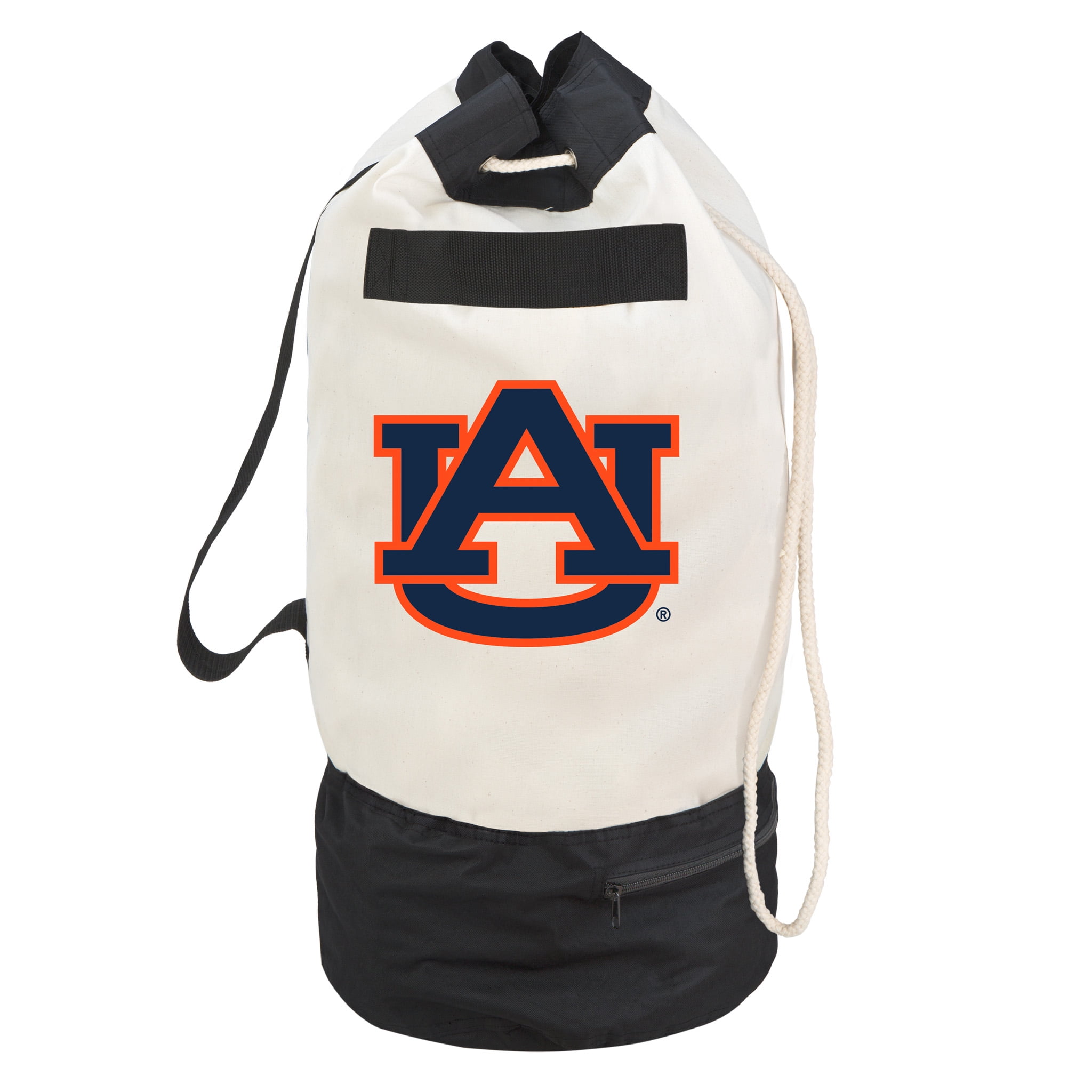 Smart Design Collegiate Heavy Duty Duffel Bag with 2 Compartments -15 x 30 inch - Canvas - University of Auburn Team Design - Blue and Orange Colors - Auburn Tigers
