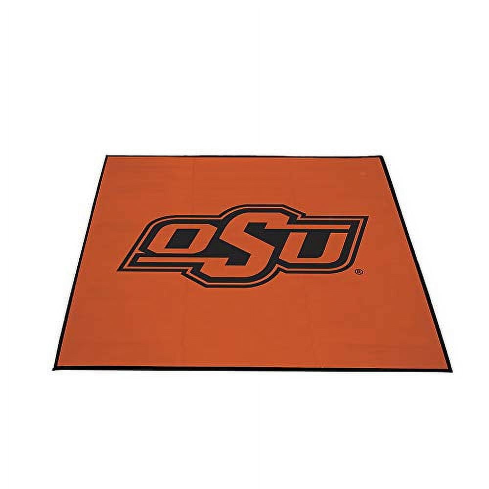 Smart Design Collegiate Tailgate Picnic Patio Mat - 9 x 9 Feet - Outdoor Indoor Rug Carpet - Oklahoma State - Officially Licensed Logo - Gray & Orange Colors - [OSU Cowboys]