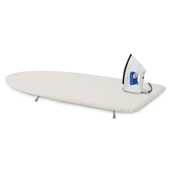 Smart Design Compact Tabletop Ironing Board with Cotton Cover & Foldable Legs - Foam Padding Design - for Clothing, Laundry, & Garments - Home Organization (30 x 12 Inch) [White]