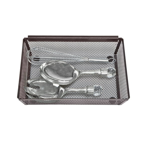 Smart Design Drawer Organizer - 9 x 6 Inch - Steel Metal Mesh Tray - with Interlocking Arm Connection - Utensils, Silverware, Organization - Kitchen - Bronze