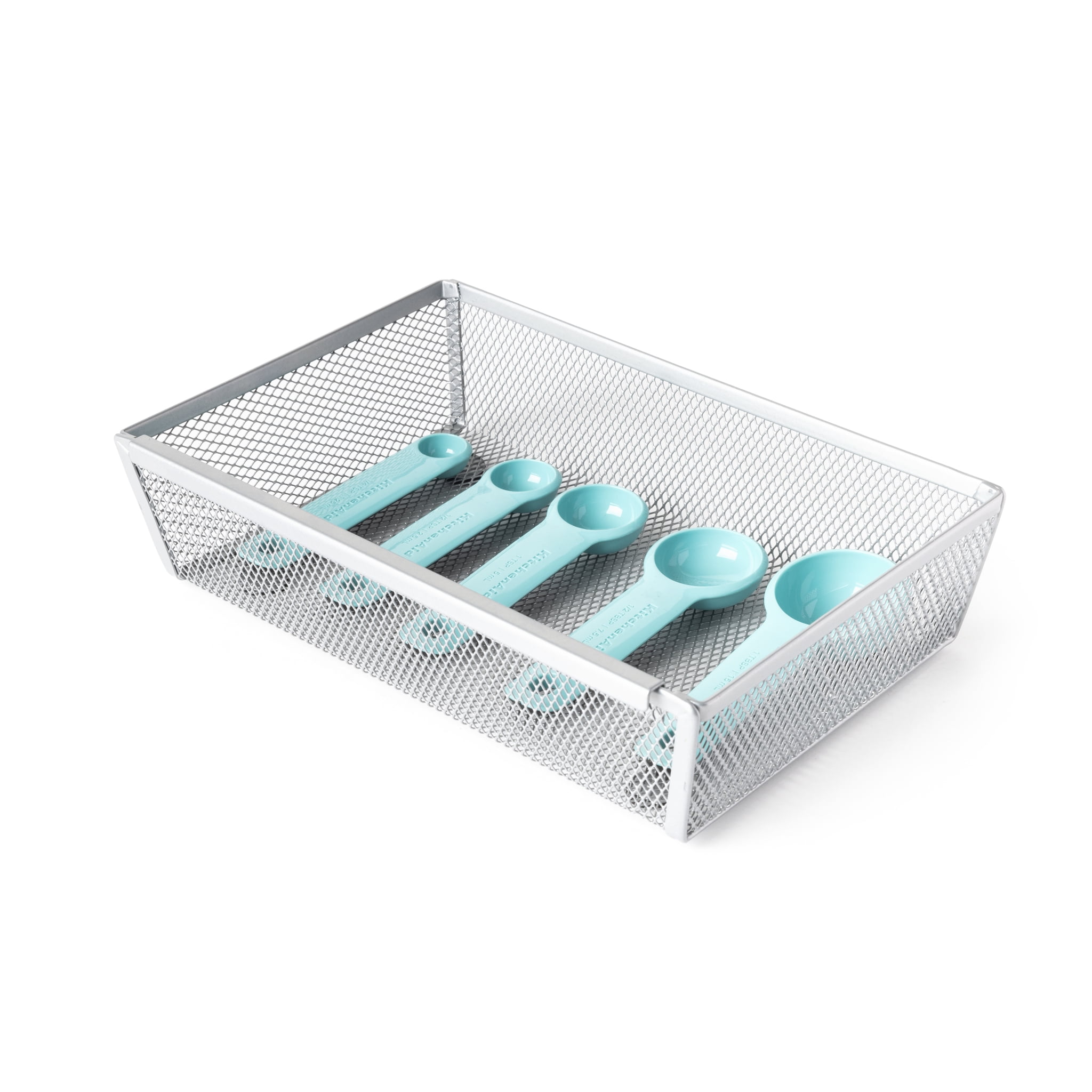 Smart Design Drawer Organizer - 9 x 6 Inch - Steel Metal Mesh Tray - with Interlocking Arm Connection - Utensils, Silverware, Organization - Kitchen - Silver