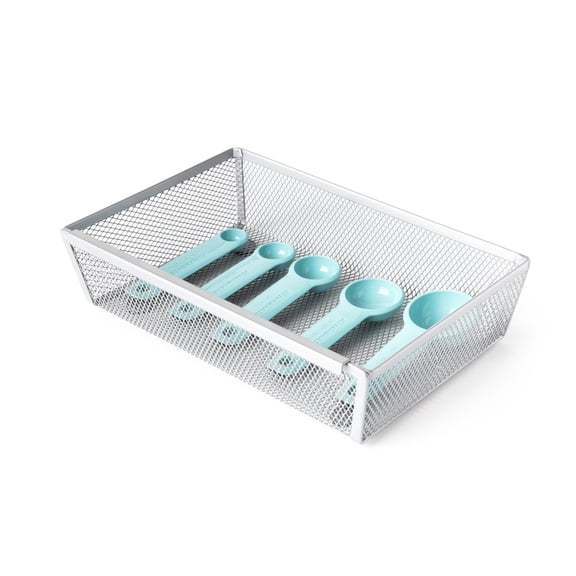Smart Design Drawer Organizer - 9 x 6 Inch - Steel Metal Mesh Tray - with Interlocking Arm Connection - Utensils, Silverware, Organization - Kitchen - Silver