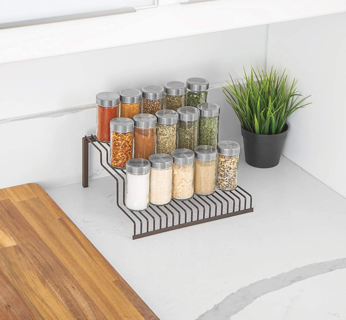 Clear Acrylic Spice Drawer Organizer, 4 Tier- 2 Set Expandable From 13 to  26 Seasoning Jars Drawers Insert, Kitchen Spice Rack Tray for