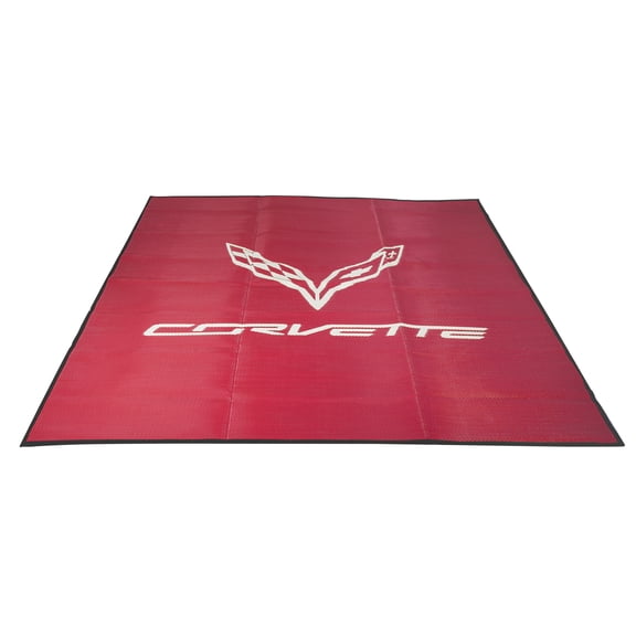 Smart Design Indoor/Outdoor Mat - UV Protection Vinyl Plastic - Fade Resistant Area Rug - Patio, Deck, Garage, Beach, Camping, Tailgate, Picnic, Everyday - 9 x 9 Feet - Auto - Corvette