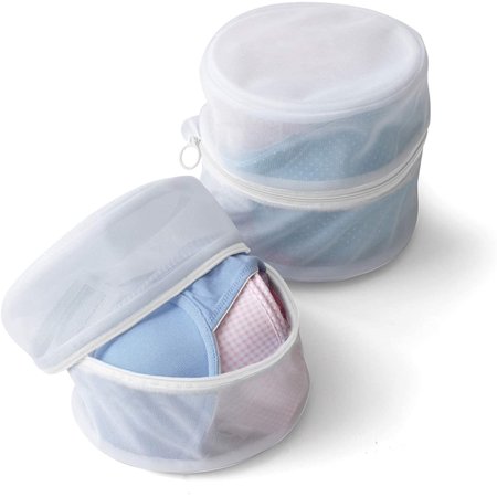 Smart Design Intimate Wash Bag with Safety Zipper - Set of 2 - Washing Machine Safe - Fine Mesh Nylon Polyester - Bra, Hosiery, Pantyhose, Delicates, Lingerie, & Baby Clothes - 6.5 x 5.5 Inch - White