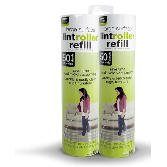 Smart Design Mega Floor Lint Roller Refill - Set of 2 (100 Sheets Total)