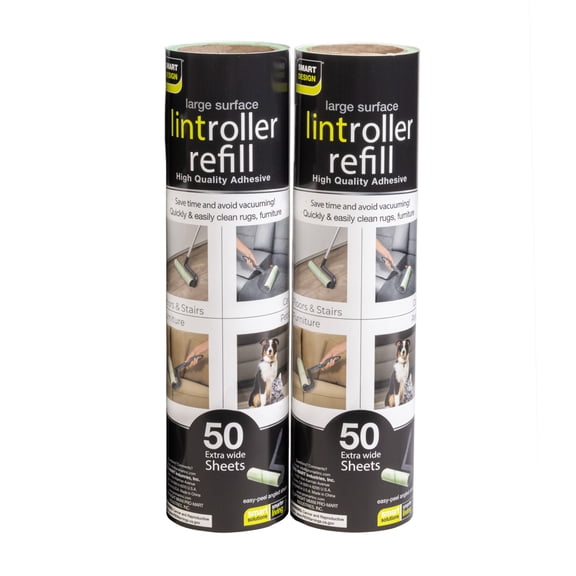 Smart Design Mega Floor Lint Roller Refill - 50 Sheets - Set of 2