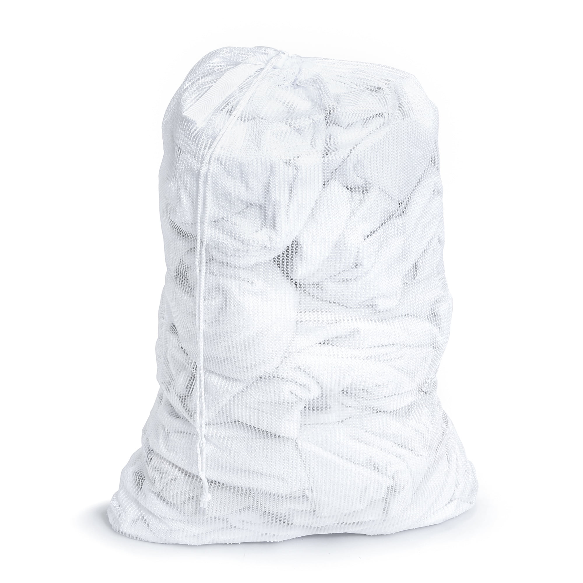 Smart Design Mesh Laundry Bag with Handle and Push Lock Drawstring