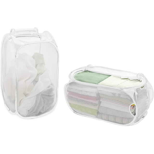 Smart Design Mesh Pop up Flip Laundry Hamper and Basket 15 x 25 inch