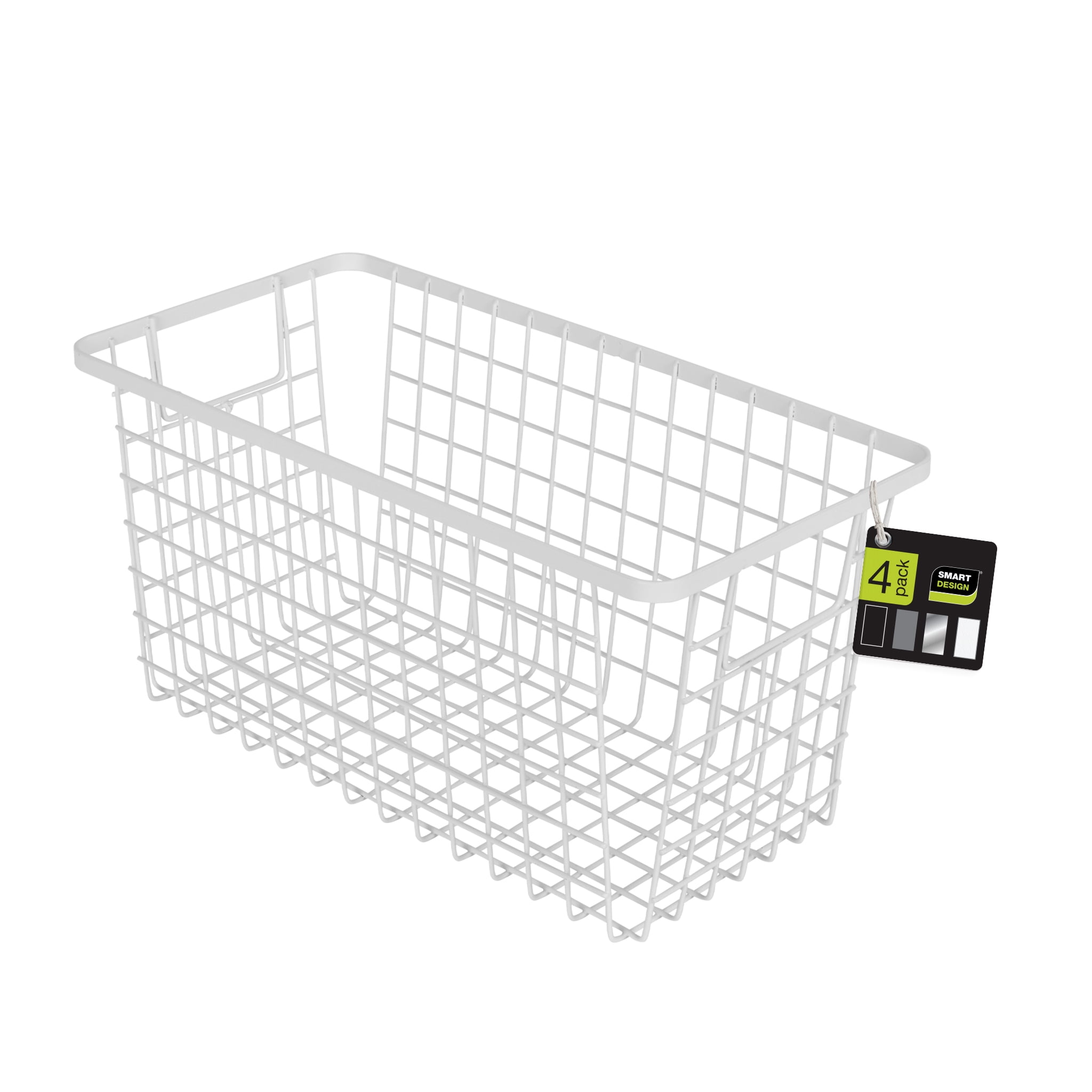 Smart Design  Nestable Basket Set - 6 x 6 x 12 inch - Set of 2- White