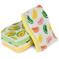 thumbnail image 1 of Smart Design Non-Scratch Cellulose Smart Scrub Sponge - Set of 3 - Ultra Absorbent - Ergonomic Shape - Cleaning, Dishes, & Hard Stains - Fruit Pattern - Orange, Green, Yellow, 1 of 7