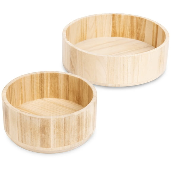 Smart Design Paulownia Wood Lazy Susan Turntable Organizer - Set of 2 - 9 & 12 inch Diameter
