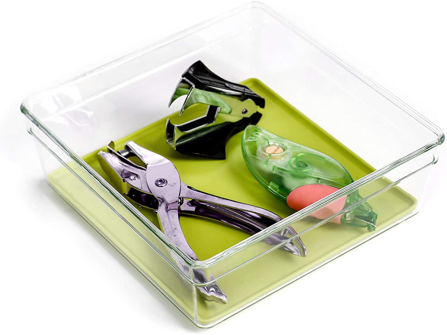 Smart Design Plastic Drawer Organizer - 6 x 6 Inch - Silicone Bottoms ...