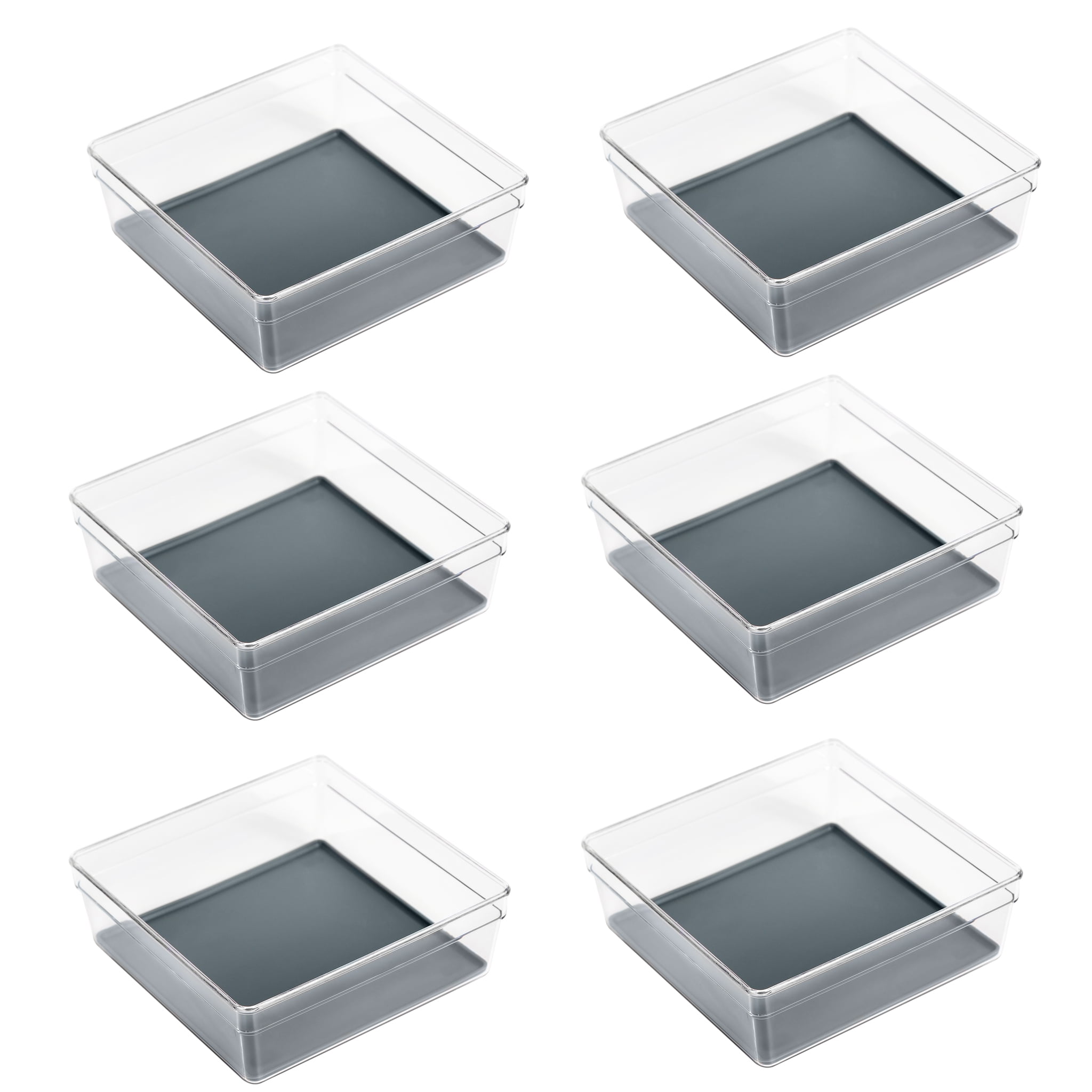 Smart Design Plastic Drawer Organizer - 6 x 6 inch - Gray