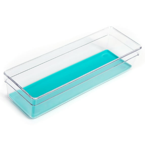 Smart Design Plastic Drawer Organizer - 9 x 3 Inch - Set of 6 - Blue