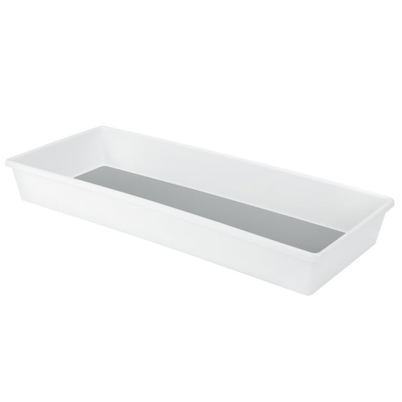 Smart Design Plastic Drawer Organizer - Set of 2 - 16 x 6.75 inch - White and Gray