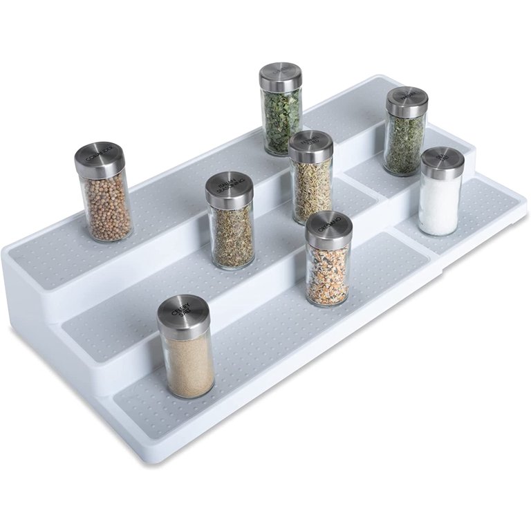 Smart Design Plastic Expandable 3-Tier Spice Rack Non-Slip