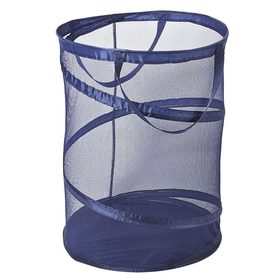 Smart Design Pop Up Spiral Laundry Hamper Bag Mesh - Collapsible Design Holds 3 Loads - Dorm Room Essential - Kids Clothes Basket Organizer - Home Organization - 18 x 24 Inch - Blue