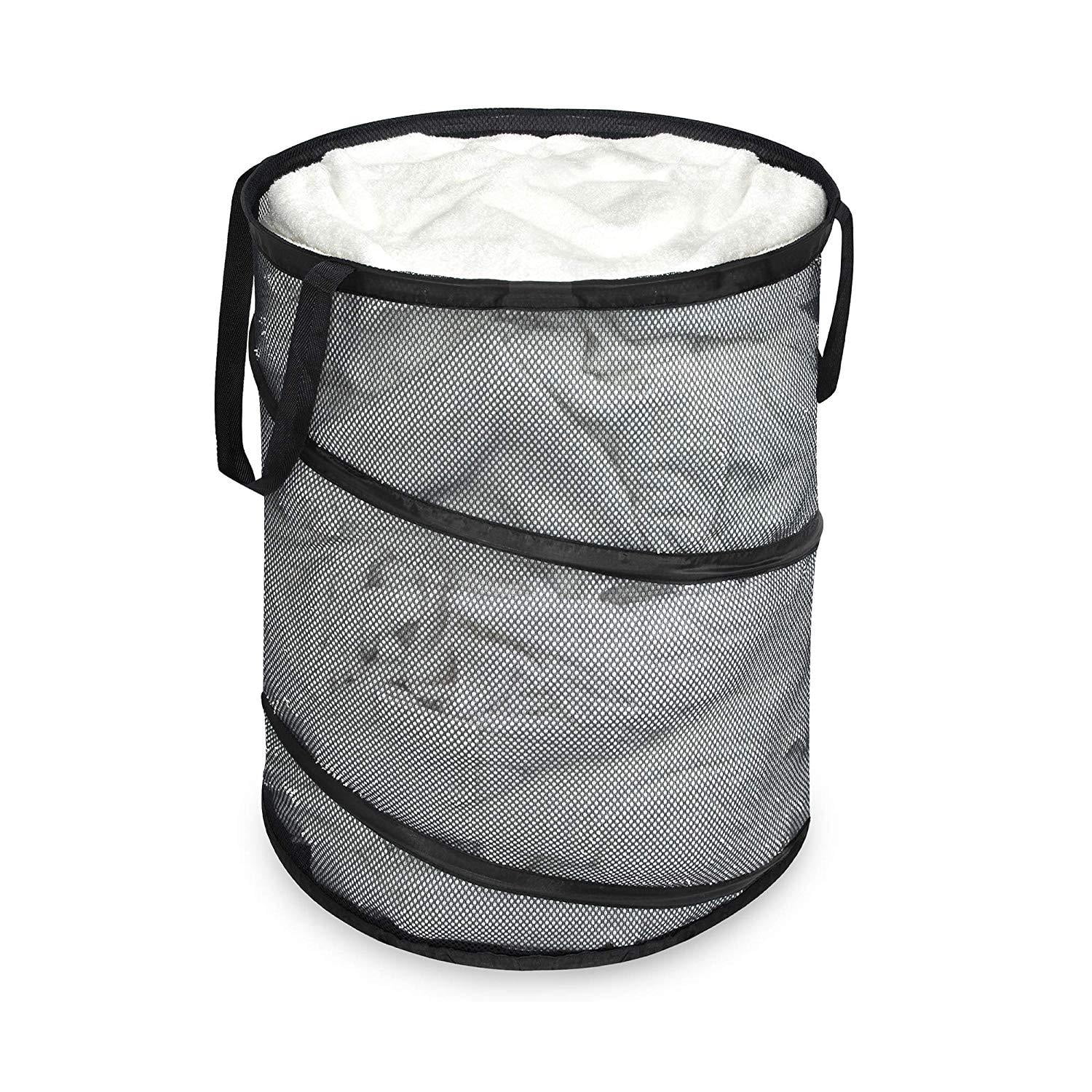 Smart Design Pop Up Spiral Laundry Hamper Bag Mesh - Black