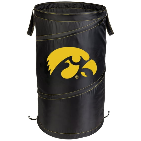 Smart Design Pop up Spiral Laundry Hamper Bag - 15 x 25 inch - Black and Gold - Iowa Hawkeyes