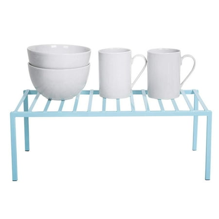 Smart Design Premium Cabinet Storage Shelf - Large - 16 x 8.5 Inch - Steel Metal - Rust Resistant - Cupboard, Plate, Dish, Counter and Pantry Organization - Kitchen - Light Blue