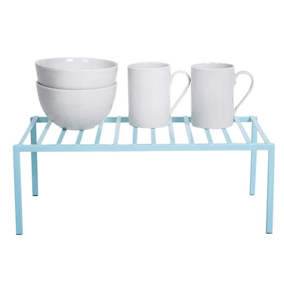 Smart Design Premium Cabinet Storage Shelf - Large - 16 x 8.5 Inch - Steel Metal - Rust Resistant - Cupboard, Plate, Dish, Counter and Pantry Organization - Kitchen - Light Blue
