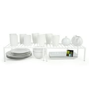 Smart Design Premium Expandable Cabinet Storage Shelf Rack White