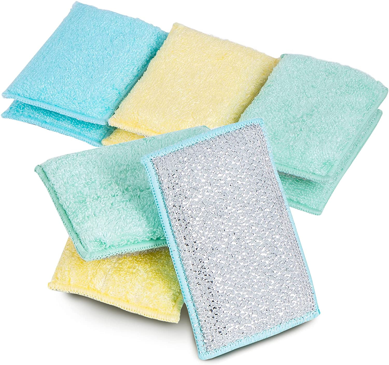 Smart Design Scrub Sponge with Bamboo Odorless Rayon Fiber - Set of 9 -  Ultra Absorbent - Soft and Metallic Scrub - Cleaning, Dishes, and Hard  Stains