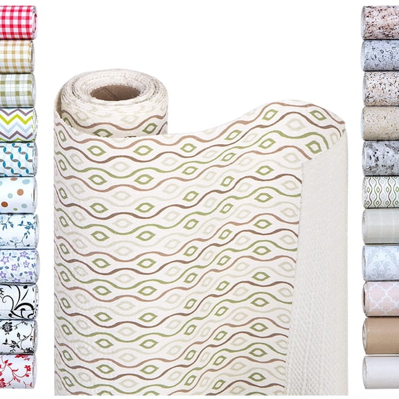 Smart Design Shelf Liner Bonded Grip - 12 Inch x 10 Feet - Non Adhesive, Strong Grip Bottom, Easy Clean Drawer and Cabinet Protector - Home and Kitchen - Olive Deco