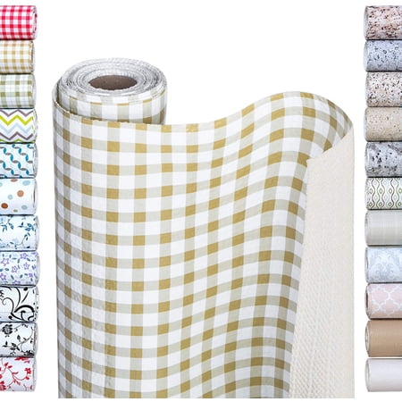Smart Design Shelf Liner Bonded Grip - 18 Inch x 5 Feet - Non Adhesive, Strong Grip Bottom, Easy Clean Drawer and Cabinet Protector - Home and Kitchen - Honey Gingham