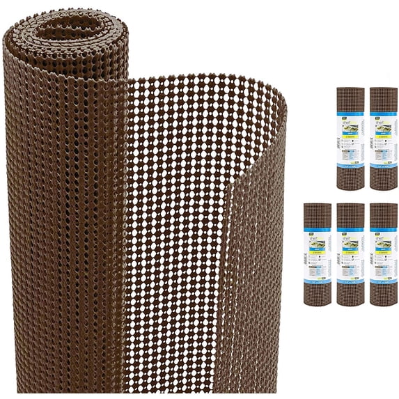Smart Design Shelf Liner Classic Grip - 12 Inch x 60 Feet - Drawer Cabinet Non Adhesive Protection - Kitchen - Set of 6 - 60 feet Total - Coffee Bean