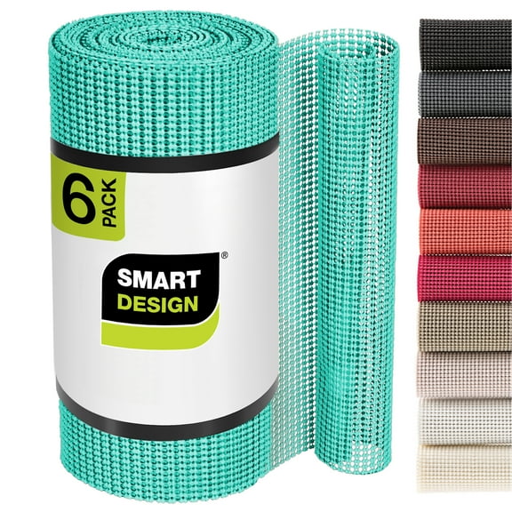Smart Design Shelf Liner Classic Grip - 12 Inch x 60 Feet - Drawer Cabinet Non Adhesive Protection - Kitchen - Set of 6 - 60 feet Total - Mint