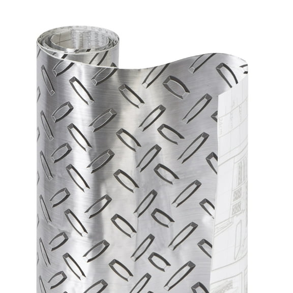 Smart Design Shelf Liner Metallic Adhesive - (18 Inch x 6 Feet) - Drawer Cabinet Paper - Kitchen [Diamond Thread Plate]