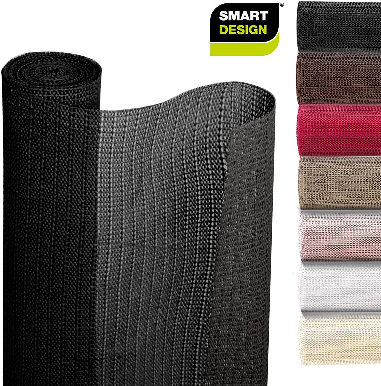 Smart Design Shelf Liner Original Grip - 12 Inch x 5 Feet - Drawer Cabinet Non Adhesive - Home and Kitchen - Black