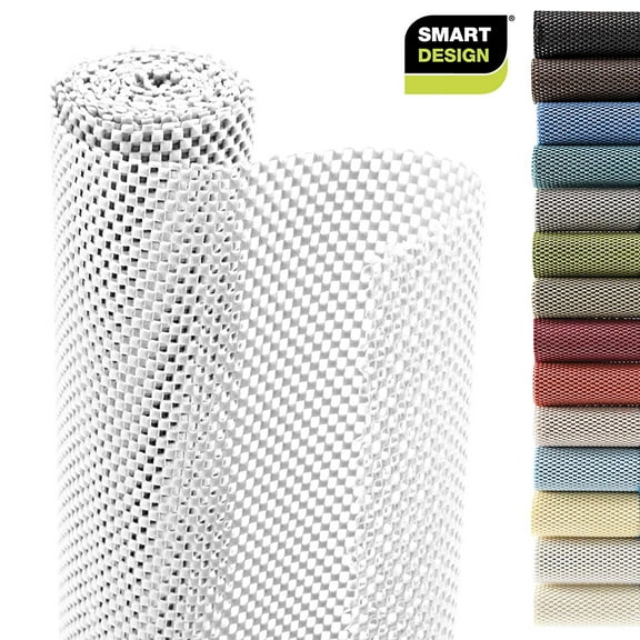 Smart Design Shelf Liner Premium Grip - 18 Inch x 48 Feet Total (Set of 6 Rolls) - Drawer Cabinet Non Adhesive - Kitchen - White