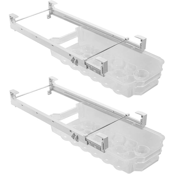 Smart Design Sliding Egg Drawer with Extendable Rails Set of 2 - Holds 18 Eggs Each - Adjustable Hooks - BPA Free - Clear Food Storage Container for Fridge or Freezer - Pull Out Organizer Bin