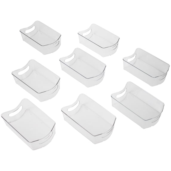 Smart Design Stackable Clear Refrigerator Storage Bin with Handle - 8 Pack - 6 x 10 inch