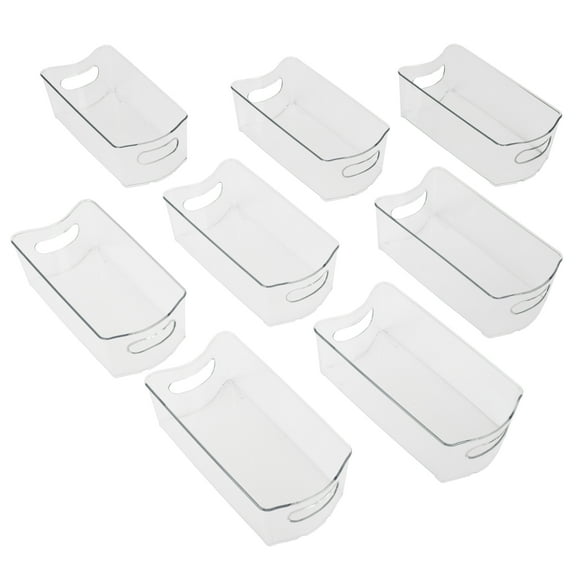 Smart Design Stackable Clear Refrigerator Storage Bin with Handle - 8 Pack - 6 x 12 inch