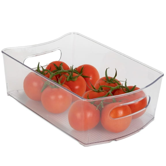 Smart Design Stackable Clear Refrigerator Storage Bin with Handle - 8 pack - 8 x 12 inch