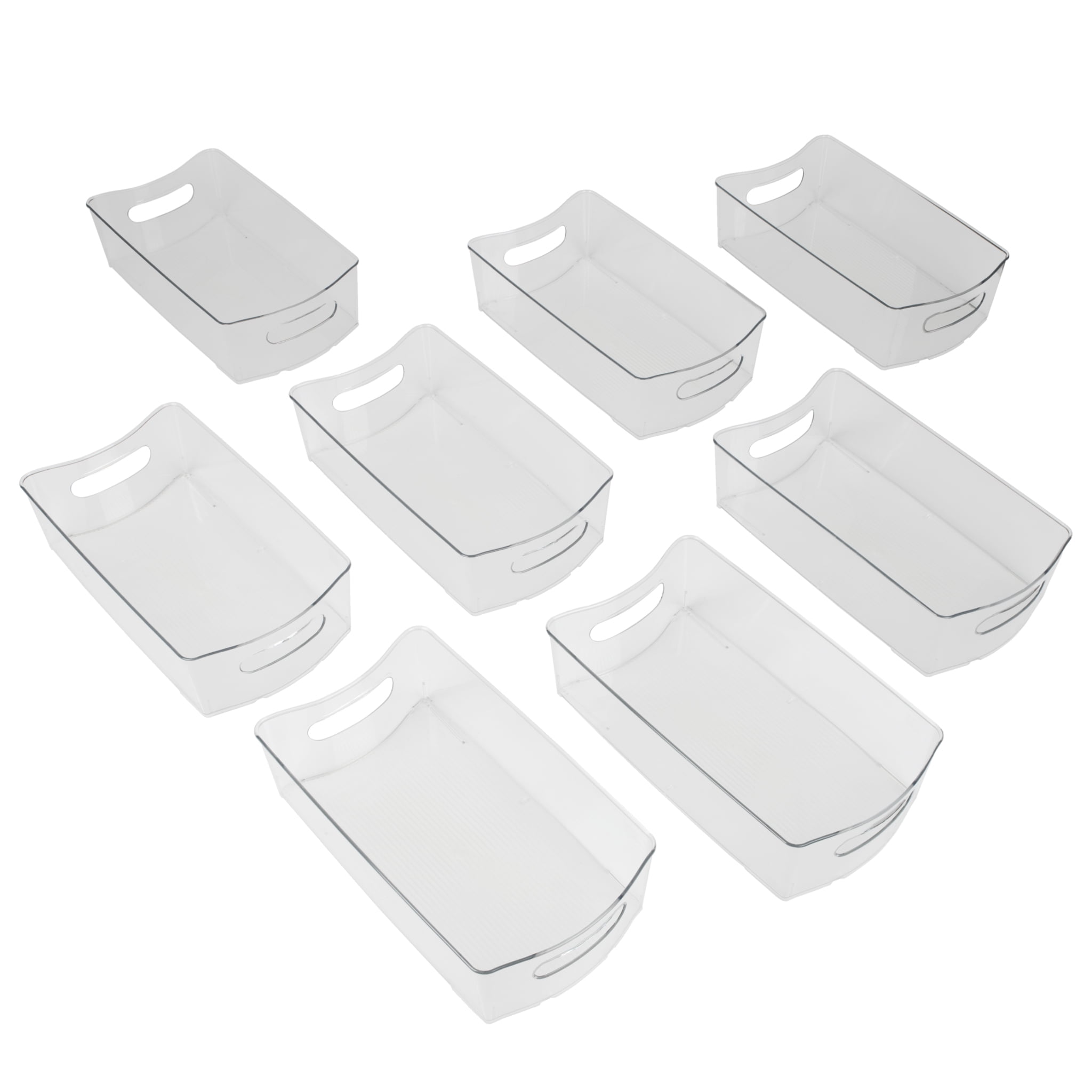 Smart Design Stackable Clear Refrigerator Storage Bin with Handle - 8 pack - 8 x 14.5 inch