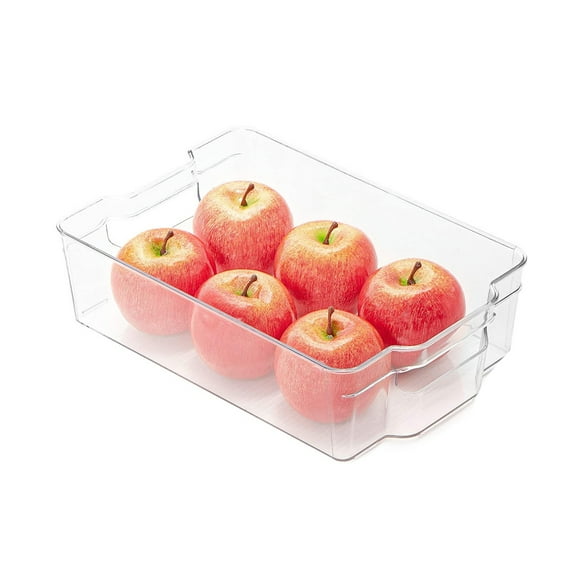Smart Design Stackable Refrigerator Bin - 8 x 12 Inch - BPA Free Plastic Resin - for Fridge, Freezer, Pantry Organizer - Kitchen Organization - Clear