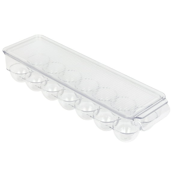 Smart Design Stackable Refrigerator Egg Bin with Handle and Lid - 14.65 x 3.25 inch - Clear