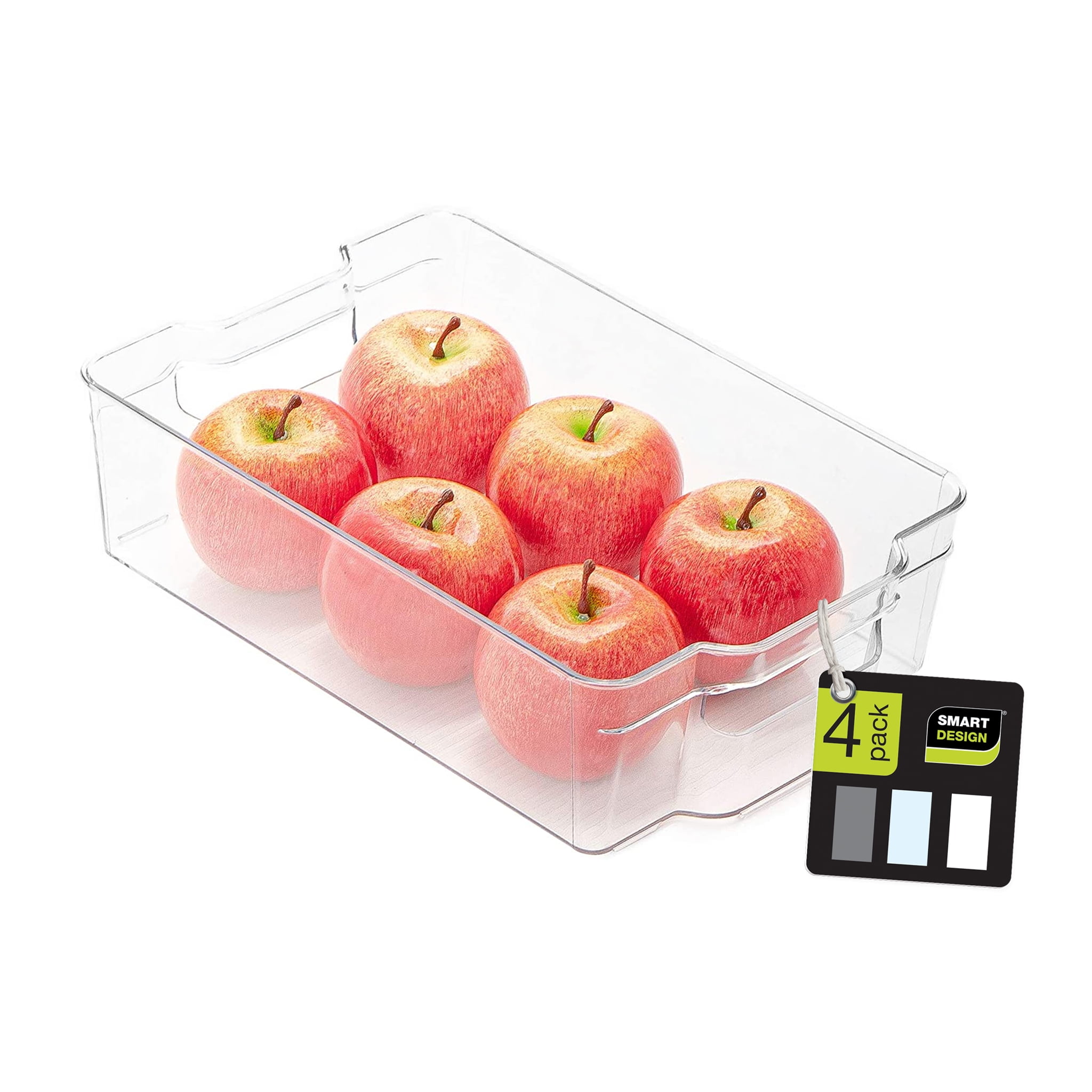 Smart Design Stackable Set of 4 Refrigerator Bins - 8 x 12 Inch - with ...