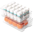 thumbnail image 1 of Smart Design Stackable Set of 4 Refrigerator Bins - 8 x 15 Inch - with Handle - BPA Free Polyethylene - Fridge, Freezer, Pantry Organization - Kitchen - Clear, 1 of 3