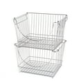 thumbnail image 1 of Smart Design Stacking Baskets with Handles - Set of 2 - Large  - 12.5 x 8.5 Inch - Chrome, 1 of 6