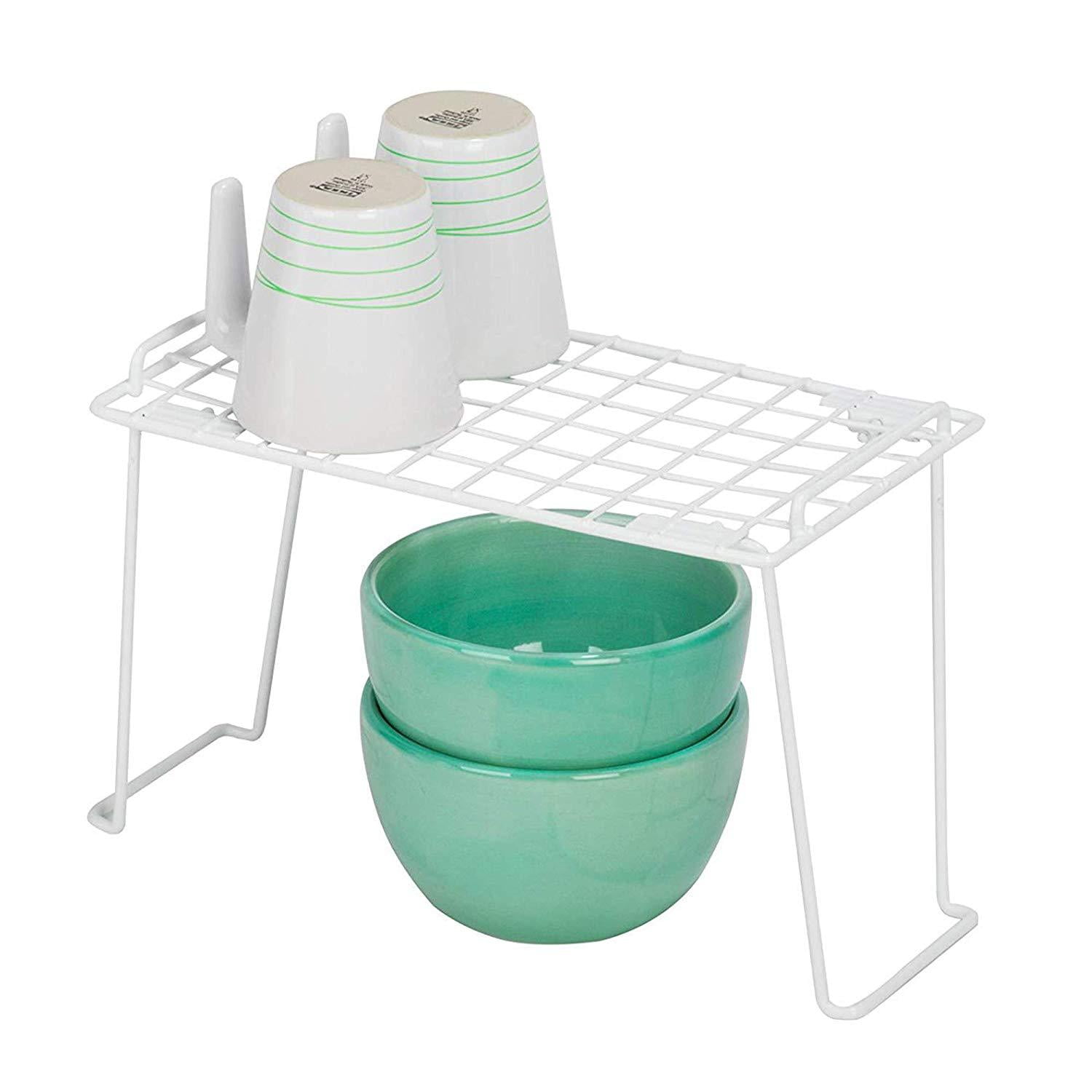 White Small Wire Stacking Pantry Organizer Shelf
